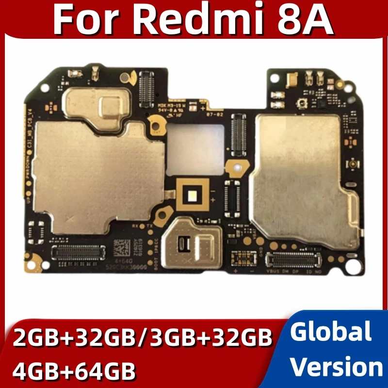 Motherboard PCB Module for Redmi 8A, Mainboard, 32GB 64GB ROM, Main Circuits Board