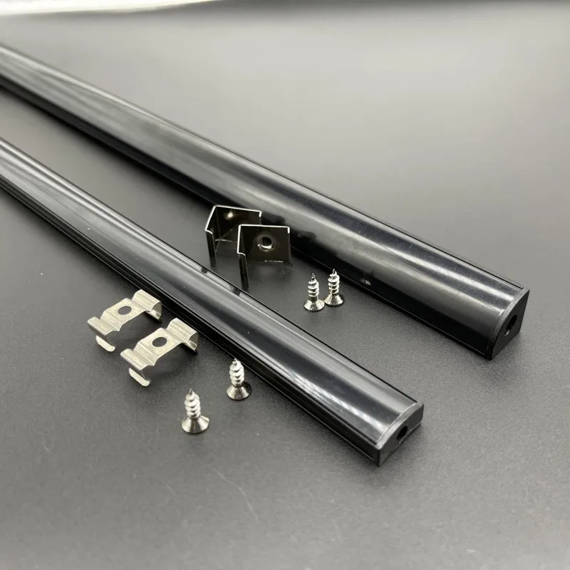 블랙 커버 LED 알루미늄 프로파일 0.5m/피스 U/V 모양, 8-12mm LED 라이트 스트립 하우징 채널, 2-30 개/팩