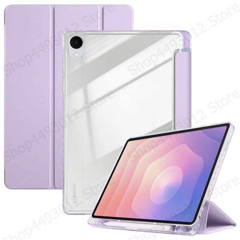 For Samsung Tab S11 Case 11 inch Trifold Acrylic Clear Hard Back Stand Tablet Coque For Galaxy Tab S11 Case With Pencil Holder