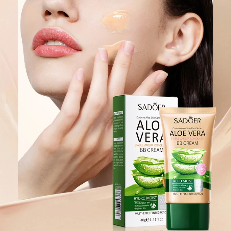 40g Aloe Vera Concealer Bb Cream, Contouring and Beautifying Makeup, Powerful Coverage Without Caking, Delicate Texture, Moisturizes the Skin, Available in Natural Color and Ivory White