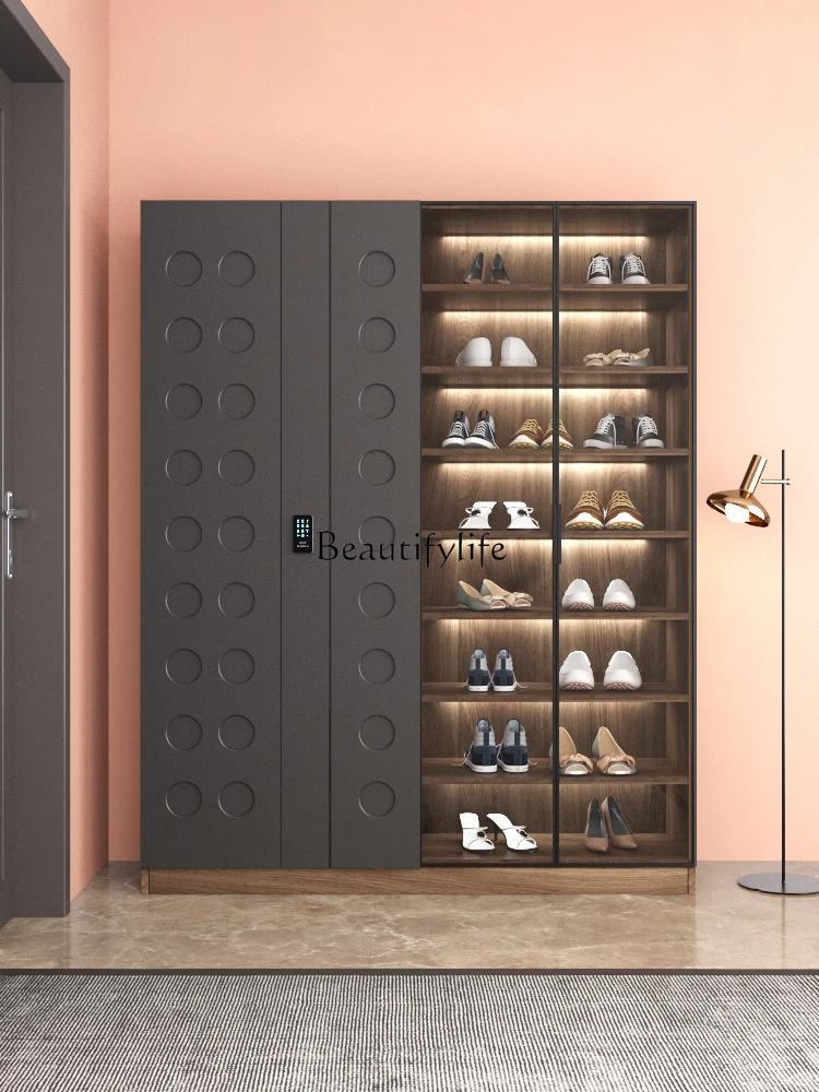 Transparent Large Capacity Multi-Layer High-End Shoe Cabinet with Lock outside the Corridor