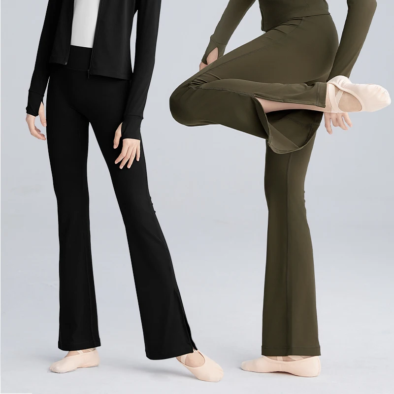 Pantaloni svasati a vita alta per ragazze da donna pantaloni svasati pantaloni da ginnastica elasticizzati pantaloni da ballo per balletto con