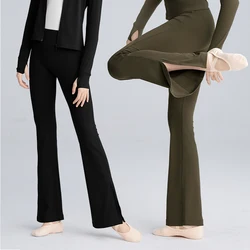 Pantaloni svasati a vita alta per ragazze da donna pantaloni svasati pantaloni da ginnastica elasticizzati pantaloni da ballo per balletto con protezione solare