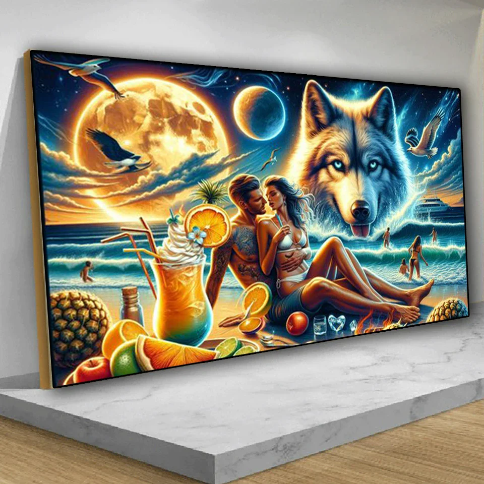 sexy Sweet Love Diamond Painting new Diy Cross Stitch Full Diamond Mosaic Embroidery Sea Wolf Beach Home Decor Gift
