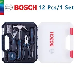 12Pcs/Set BOSCH Household Multi-function Hardware Maintenance Toolbox Manual Tool Woodworking Electrician Hand Repair Tools