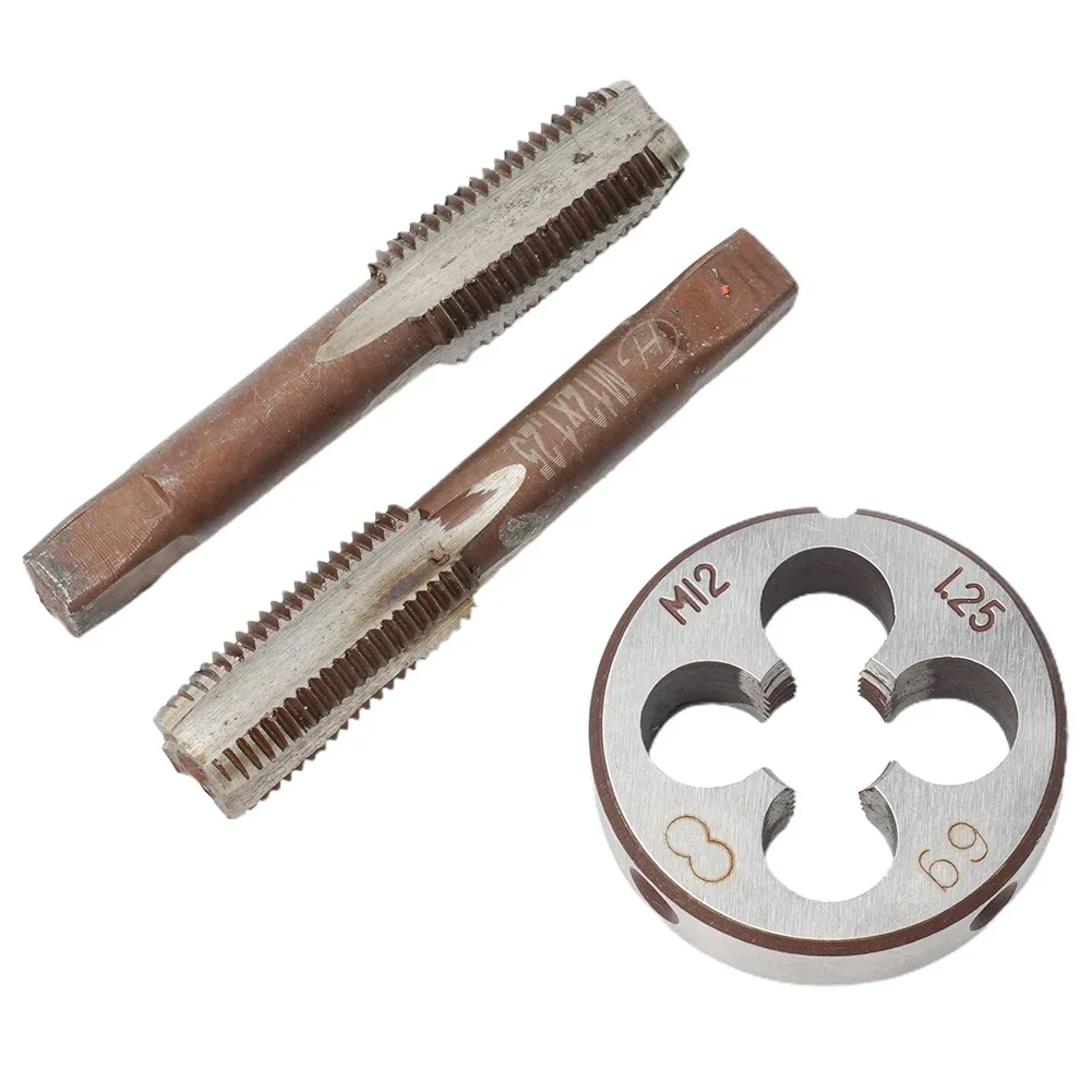 3Pcs Reliable And Durable HSS M12x125mm Taper & Plug Tap M12x1 25mm Die Essential Set For Thread Cutting Tools Accessories