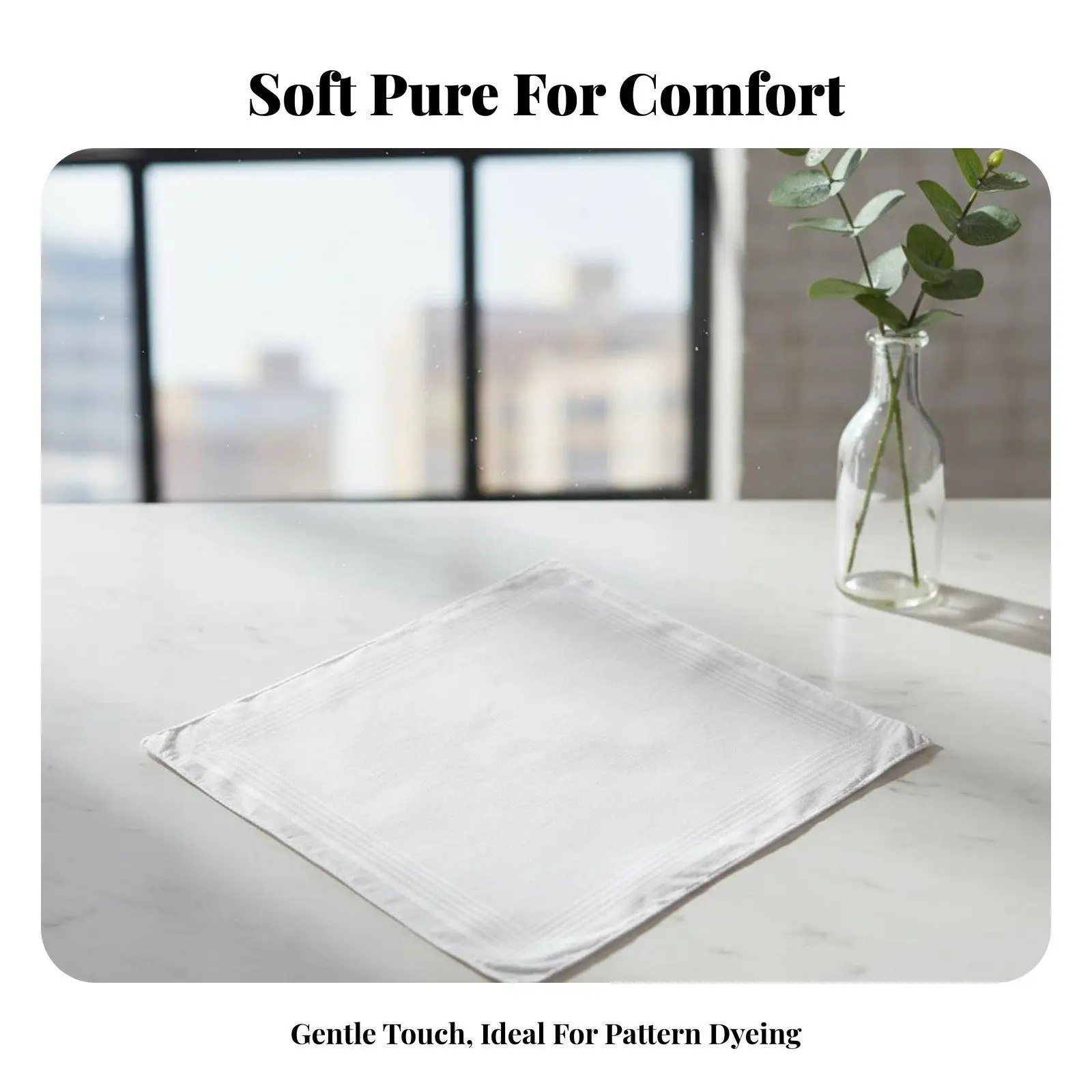 Large Cotton Handkerchief for Ladies Gentlemen with Satin Edge Quick Drying and Durable