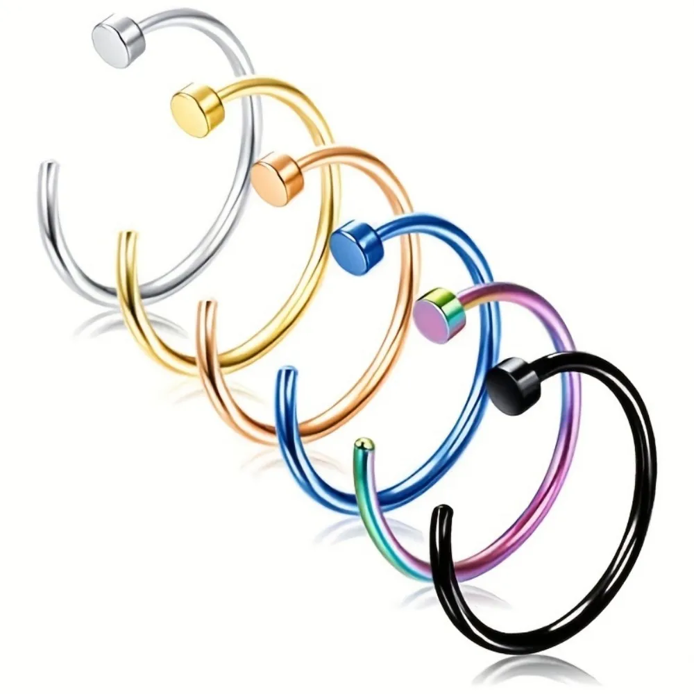

6pcs Stainless Steel Fashion Simple Women's Nose Ring Set KK Y2K
