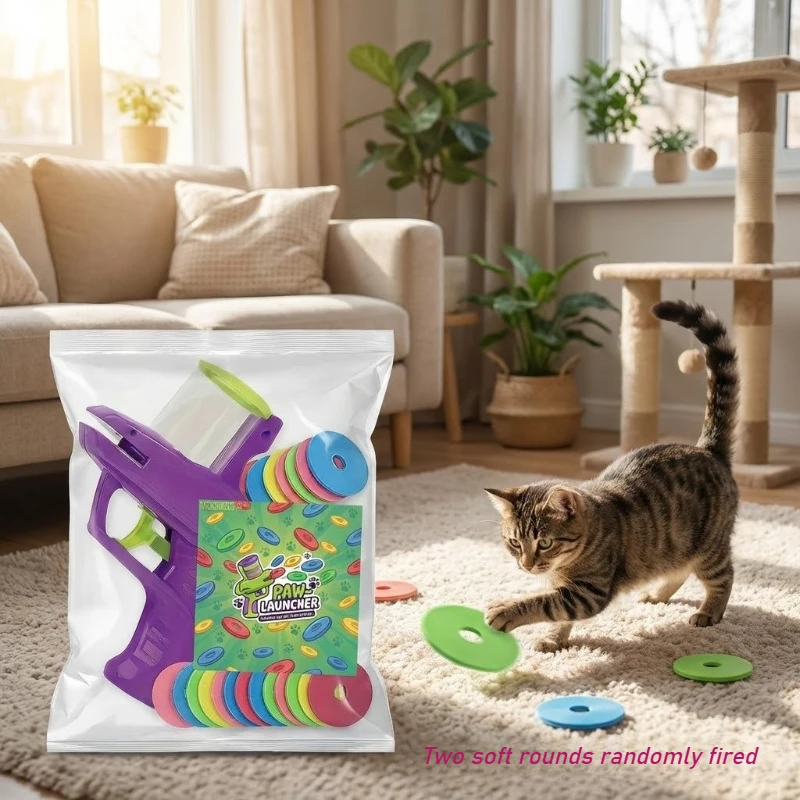 Interaktives Katzenspielzeug Flugscheiben-Wurfmaschine für Hauskatzen Kätzchen Apportiertraining Spiel Übung Lustige Haustierprodukte Zubehör