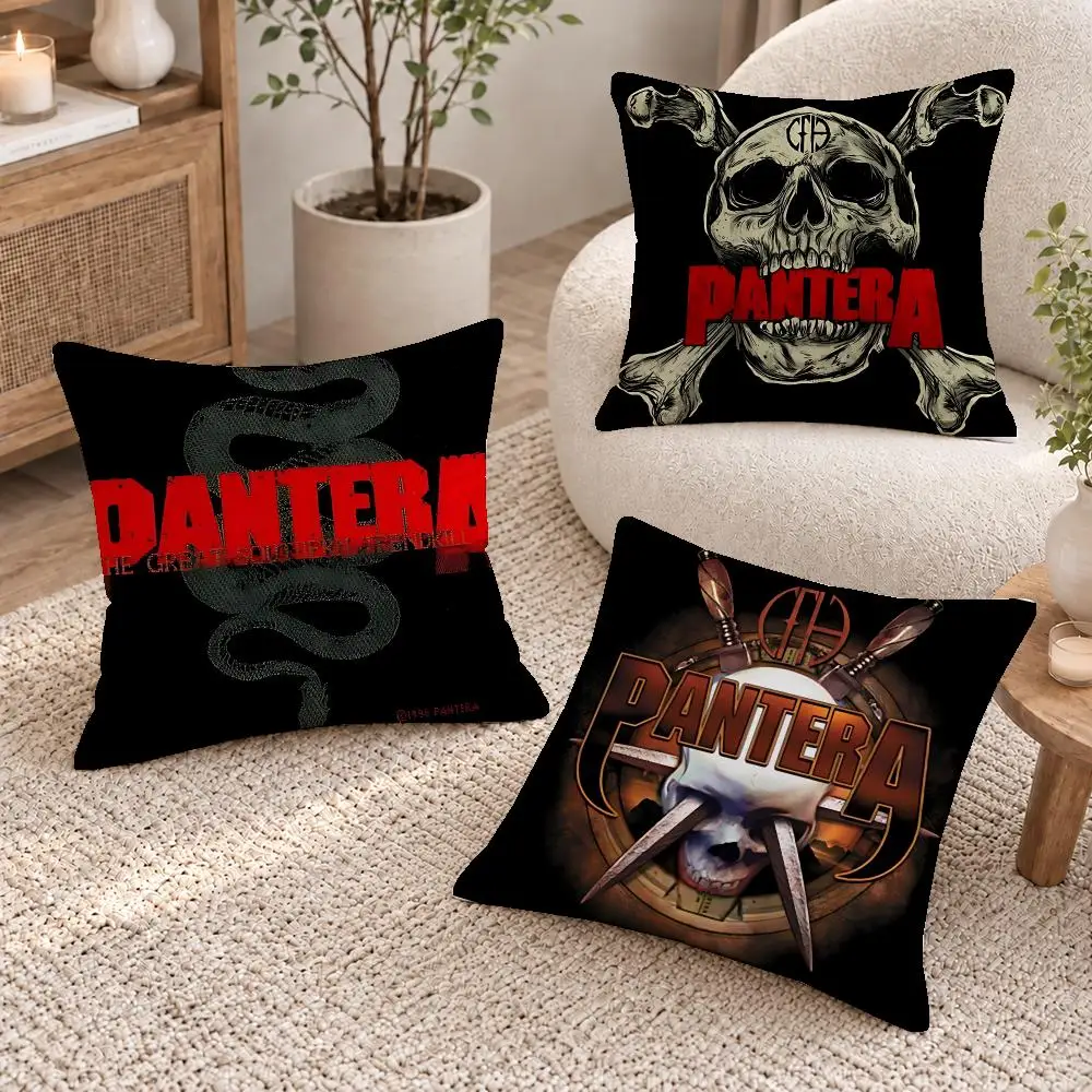 Groove Metal Band Pantera Cushion Cover Washable Short Plush Pillowcase, Wrinkle Resistant Cushion Cover for Bedroom Decor Gift