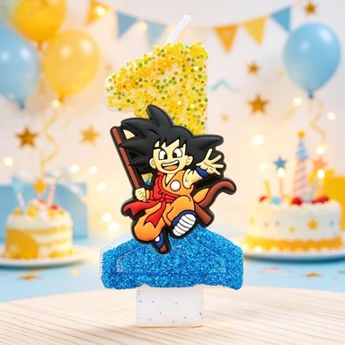 Niedliche Dragon Ball Z-Stil Geburtstagskerzen Zwölf Stück Wachsstift-Set für Kinder Anime Geburtstagsparty Tortendekoration
