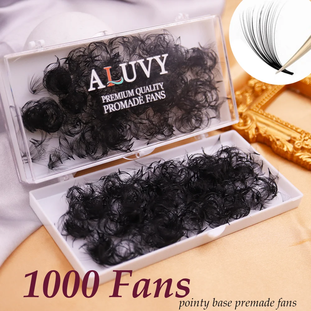 

1000 Fans Loose Fans Thin Pointy Base Premade Fans Lash Russian Volume Sharp Narrow Stem Cluster Eyelash Extensions Faux Mink