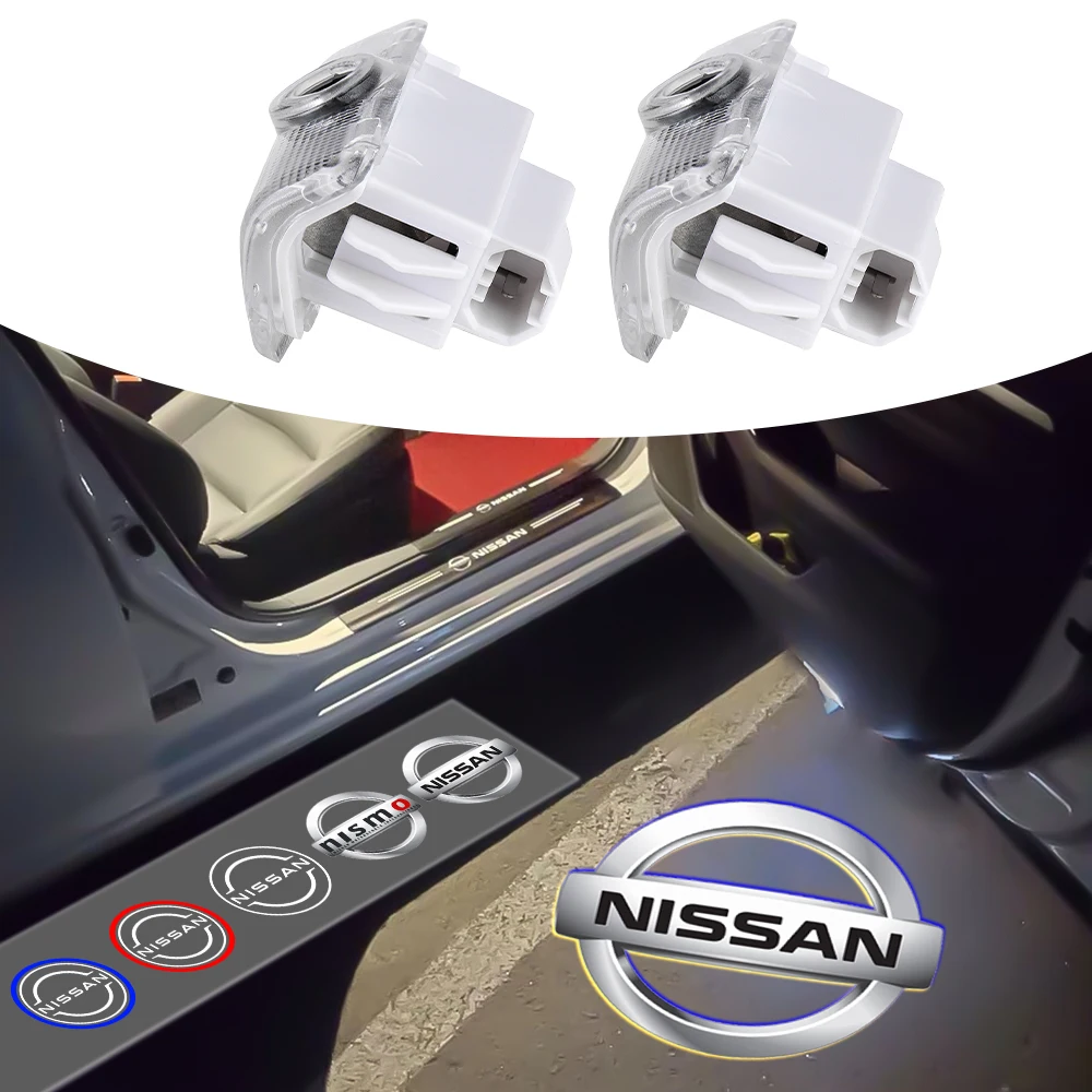 2Pcs Car Door Decoration LED Wireless Projector Lamp HD Magnetic Welcome Light For Nissan Nismo PATROL 2012-2017 TEANA 2008-2012