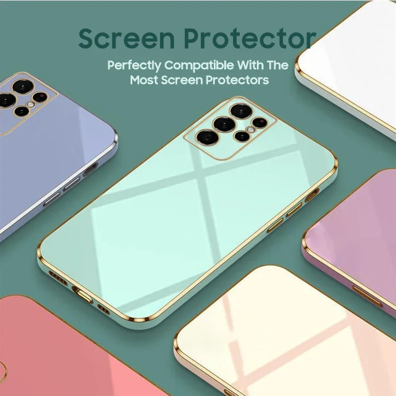 Luxury Plating Square Phone Case For Samsung Galaxy S23 S22 S21 S20 FE Plus Ultra A14 A24 A34 A54 A04S Silicone Protector Cover image 6
