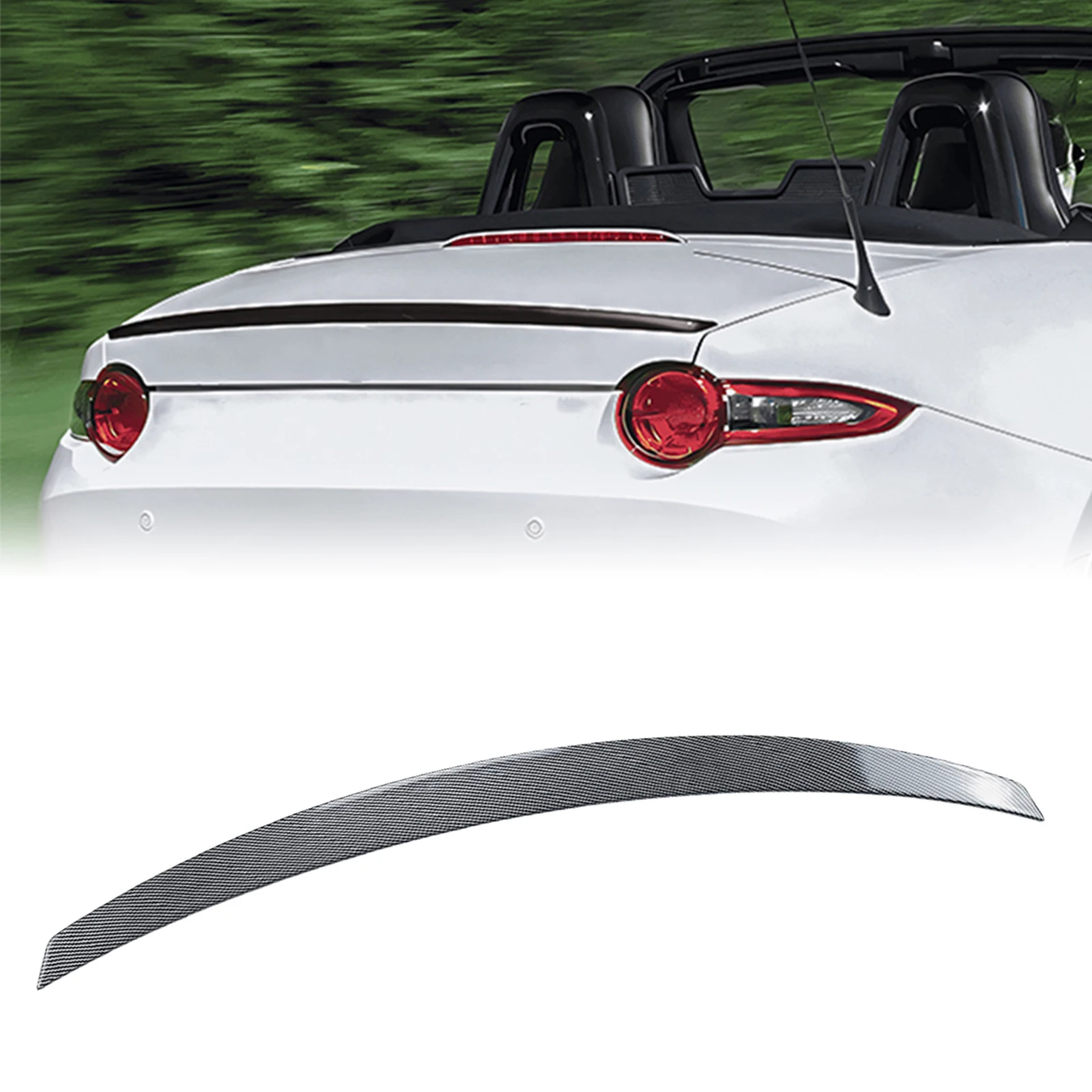 

Carbon Fiber Look/Gloss Black Rear Trunk Lid Spoiler Wing Splitter Lip For Mazda MX-5 Miata MX5 ND Convertible 2-Door 2016-2025