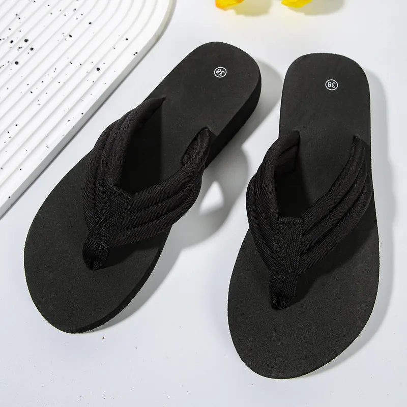 2024 Nieuwe Effen Kleur Zomer Casual Dames Flip Flop Mode Outdoor Antislip Strandschoenen Comfortabele Zachte Zool Eenvoudige Stijl