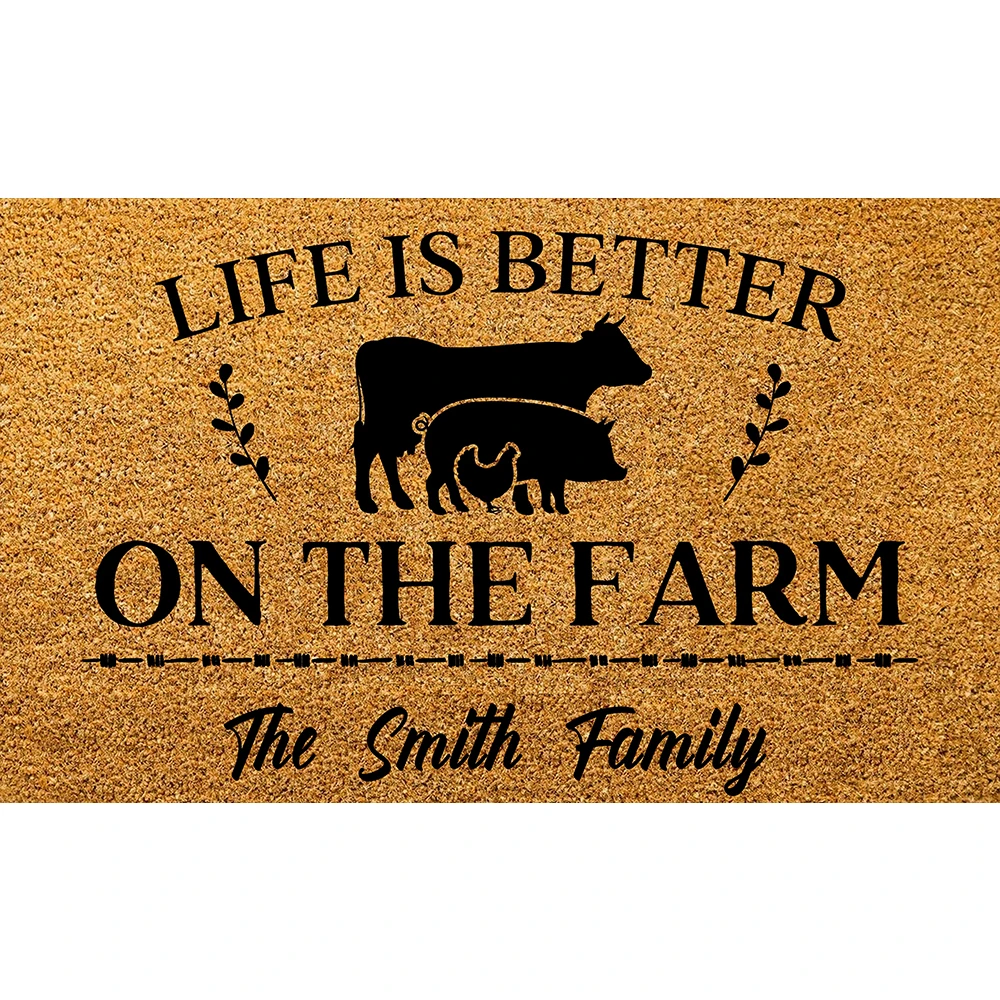 Life Is Better On The Farm Doormat Personalized Custom Family Welcome Mat Rubber Non Slip Floor Mats Home Decor Accessory