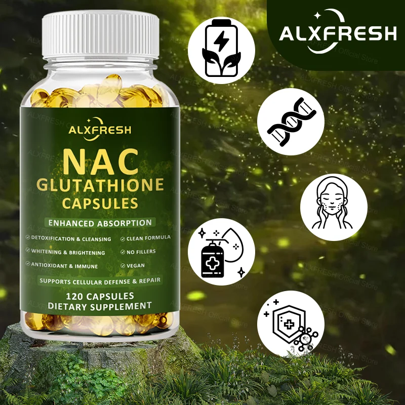

NAC Glutathione Capsules Brain Healthy Anti-aging Liver Protection Detoxification Respiratory System Immunity Strong Antioxidant