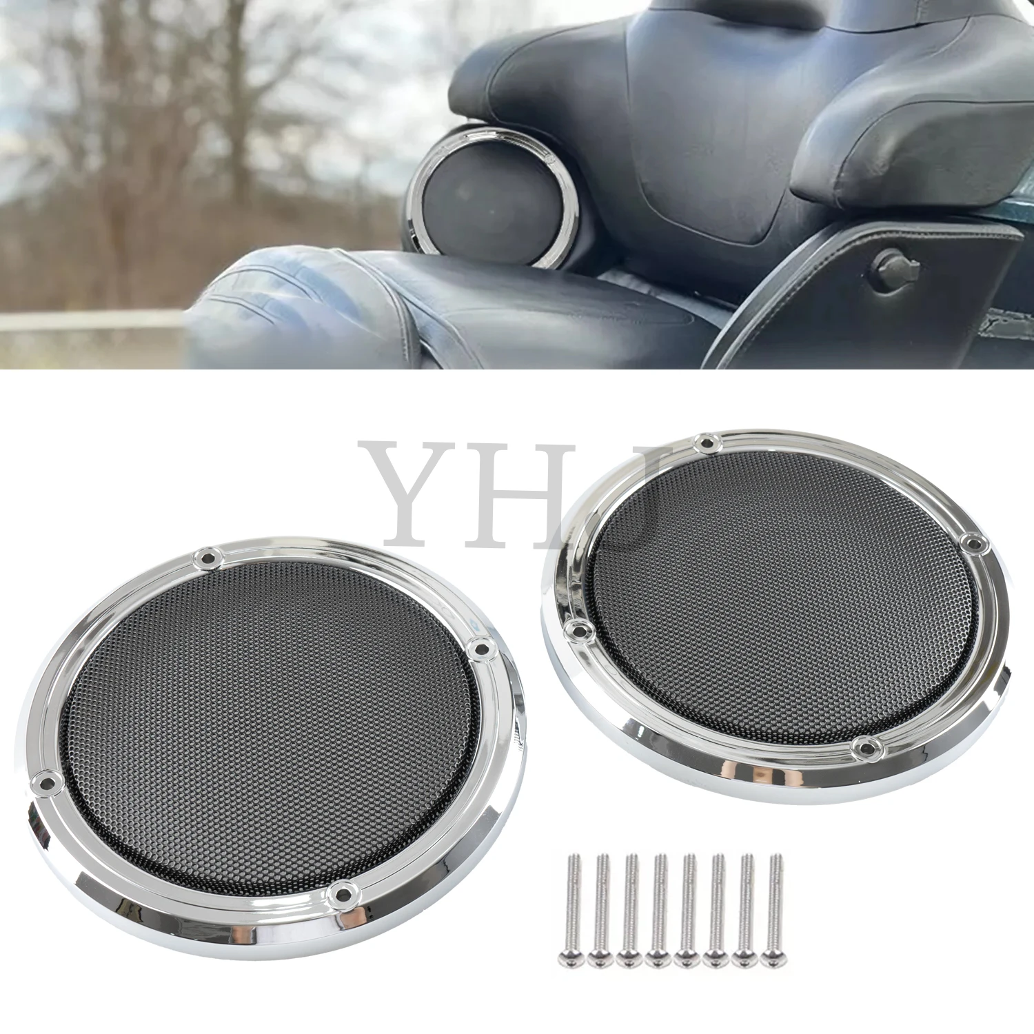 

For Harley Motorcycle Touring Road Glide Limited FLTRK 2014-2023 Ultra FLTRU 2016-2019 Chrome Mesh Rear Speaker Grill Covers