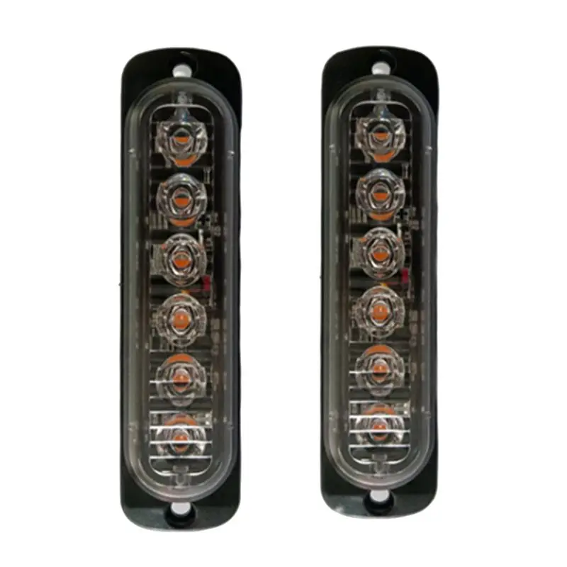 2Pcs LED Strobe Warning Light Strobe Grille Flashing Lightbar Truck Car Beacon Lamp Traffic Light 12V 24V Yellow Light
