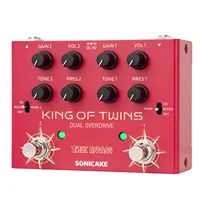 SONICAKE King of Twins Overdrive, Boost, Distortion, Pedal de Efectos para Guitarra, Controles de Doble Canal, True Bypass QDS-08