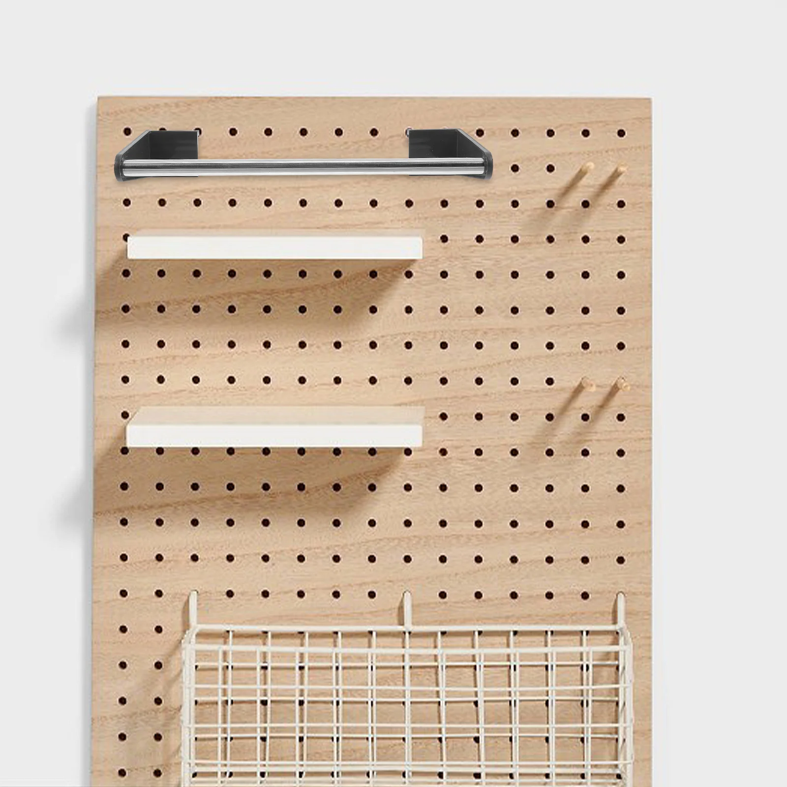 

Pegboard Wall Mount Organizer Rack Hole Hooks Bathroom Garage Tool Storage Stainless Steel MultiPurpose Hanging Shelf