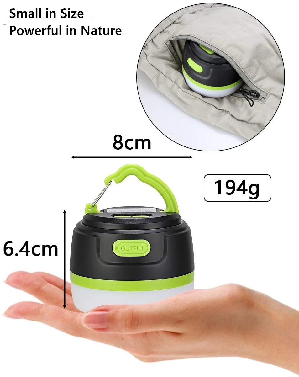 Rechargeable LED Camping Light Lantern Lamp, with Retractable Hook Magnet Base for Backpacking, Tent, Hiking, 5200mAh Power Bank