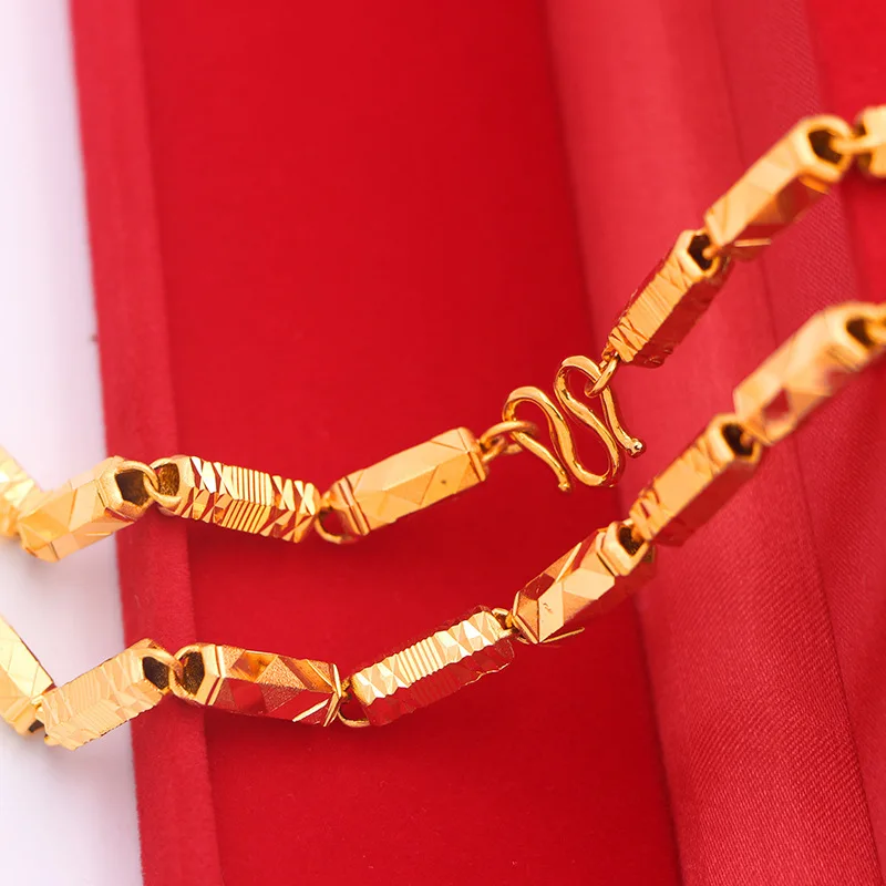 

Мужское ожерелье из настоящего золота 9999 24 карата, однотонное шестиугольное ожерелье 6 мм 60 см, ожерелье с тионом, властный автомобильный цветок