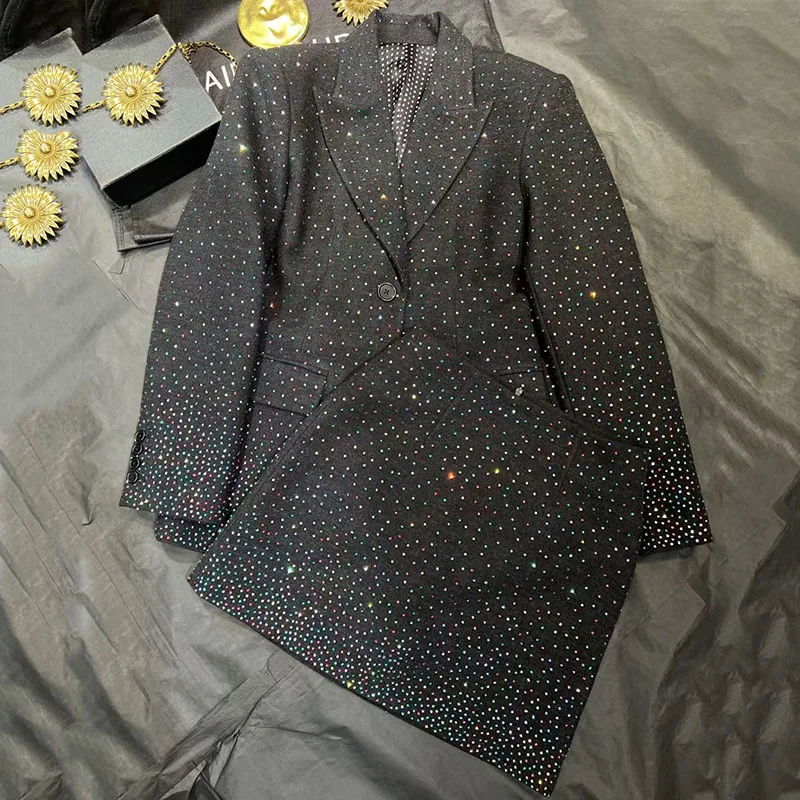 Women's Colored Diamond Blazer, High-Street Versatile Jacket Top + Skirt Set, Premium Skirt Suit, 2026 Spring New Arrival, Y2K