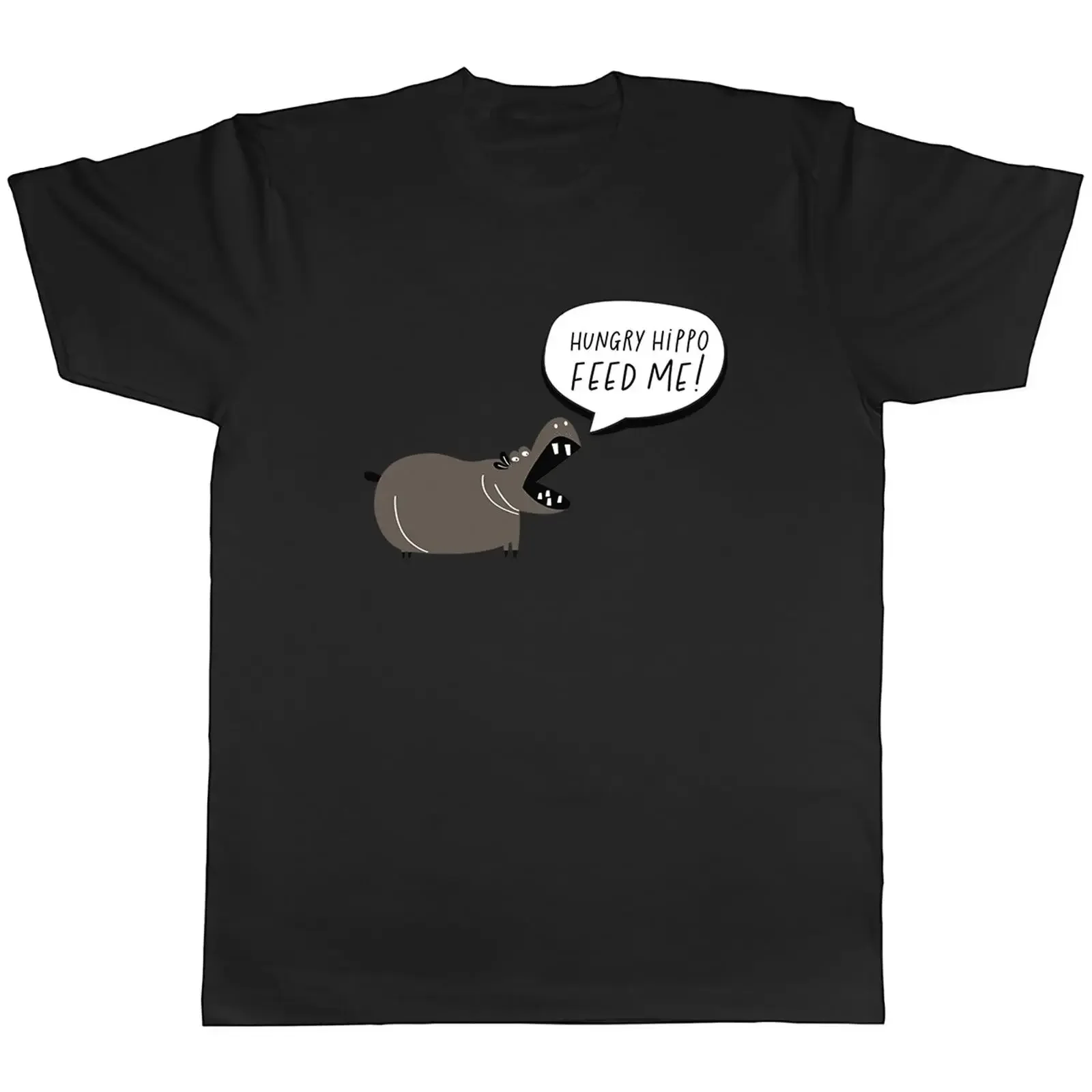 Hungry Hippo Men's T Shirt Feed Me Lovers  vintage Washed homme graphic Casual fashion Unisex Soft Breathable