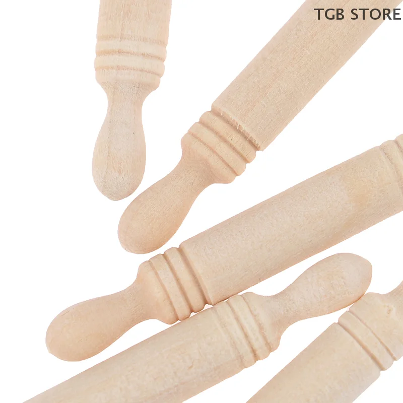 6 Teile/satz 1:12 Holz Nudelholz Modell Puppenhaus Miniaturen Küche Zubehör