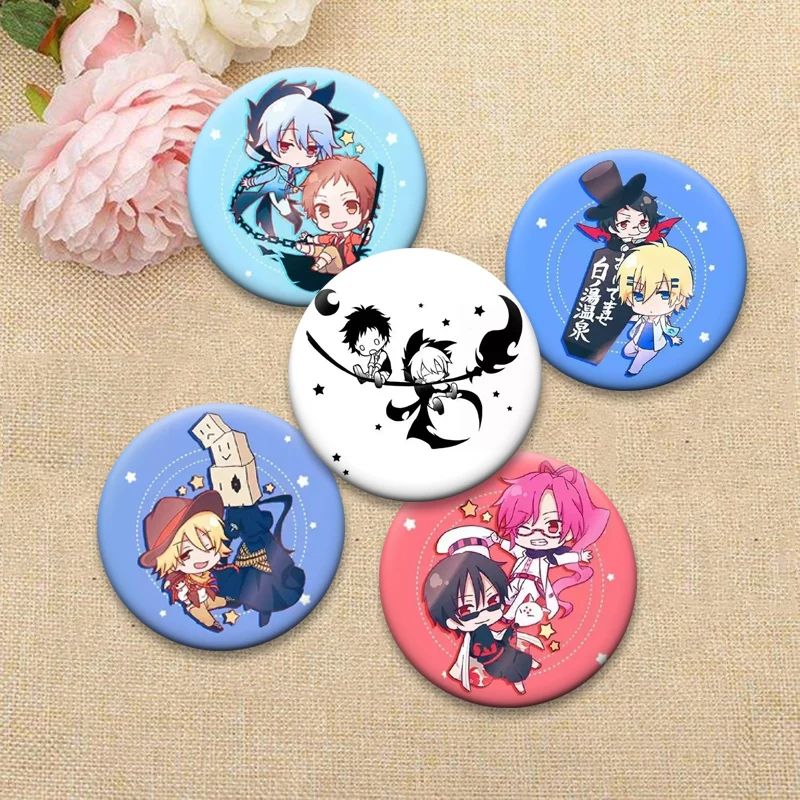 Anime Servamp Brooches Sleepy Ash,Alicein Mikuni Cartoon Badge Round Creative Comic Pins for Backpack Bag Ornament Accessorys