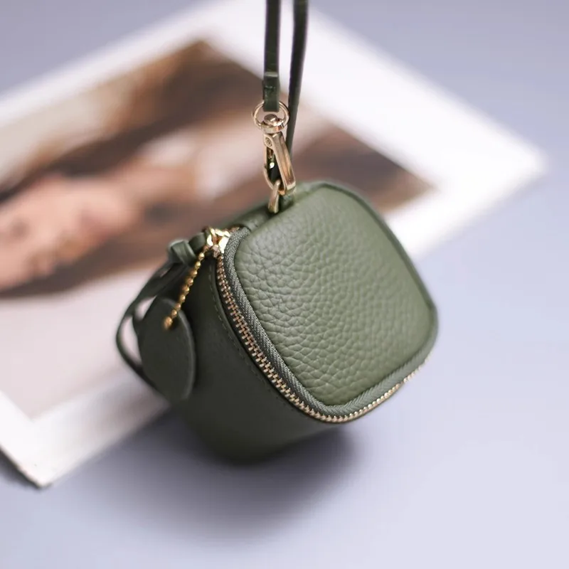 Retro Leather Cosmetic Bag Lipstick Change Storage Bag Portable Travel Storage Bucket Personalized Mini Round Change Bag