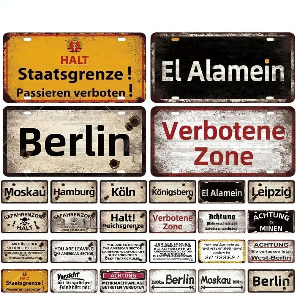 Vintage Berlin City Plate War Tin Sign Store Bar Metal Sign Home Club Man Cave Pub Decor Painting Plaques Poster Wall Decoration