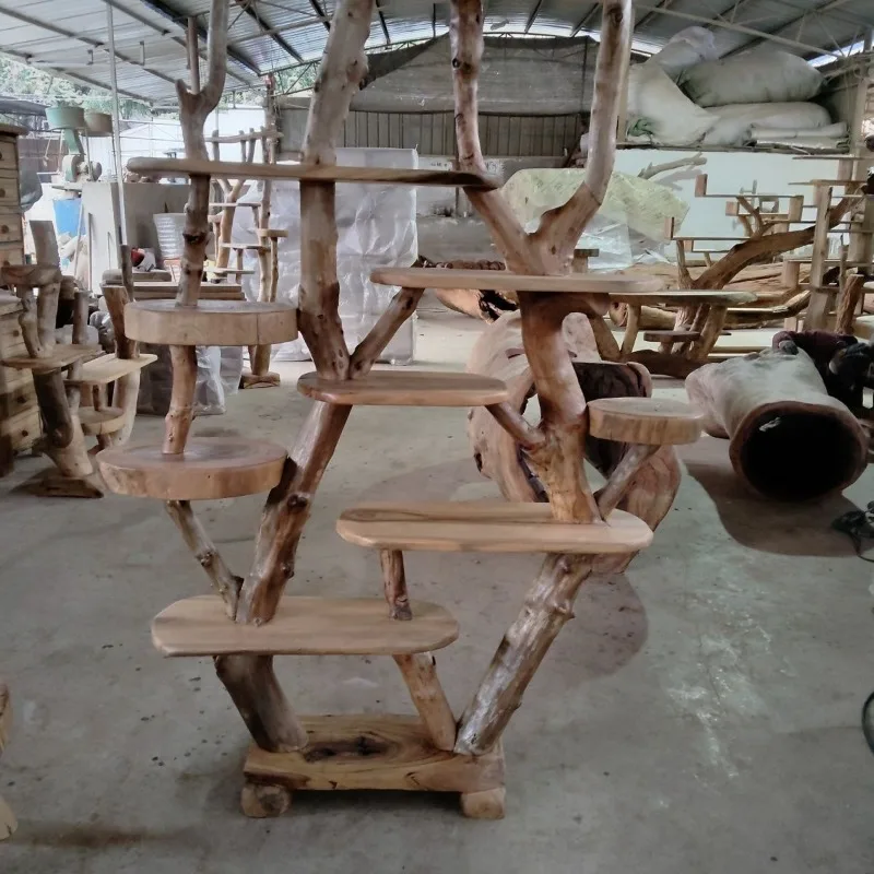 Solid wood homestay camphor wood flower stand Bogu frame Duobao Pavilion office shelf multi-layer
