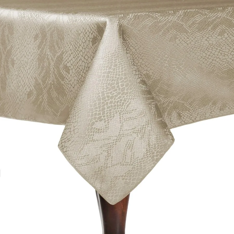 

Modern Damask Kenya 70 x 144-Inch Rectangular Tablecloth Natural Ivory Cream