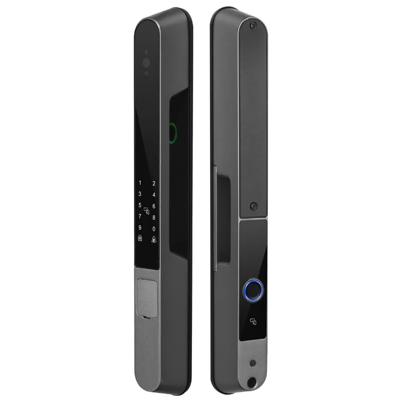 Double-sided fingerprint cat eye capture outdoor smart lock automatic broken bridge aluminum waterproof