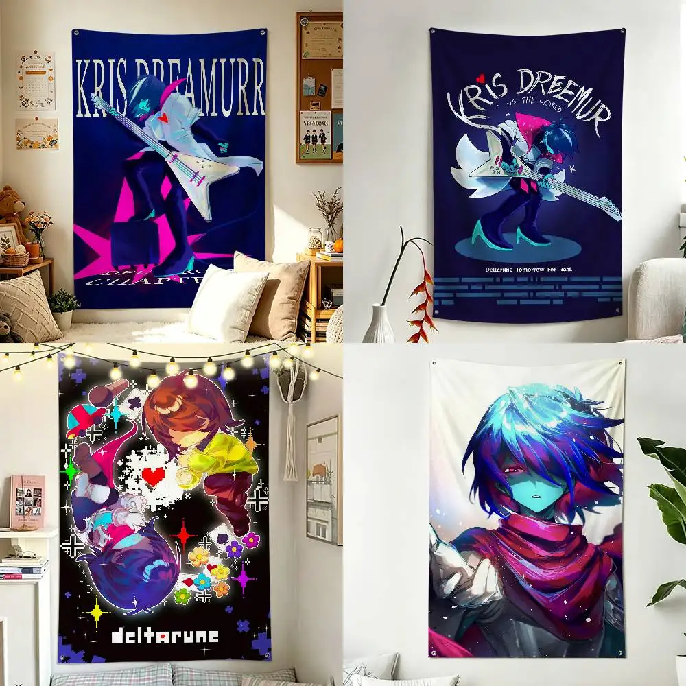 K-Kris D-Dreemurr D-Deltarune Home Decor Wall Hanging Vertical Flag Indoor Outdoor Background Tapestry