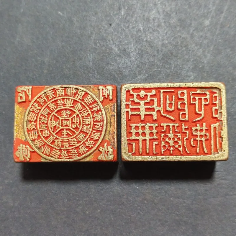 Corner stamp, antique collection ornament, seal engraving, calligraphy, brush painting, left and right decorative crafts