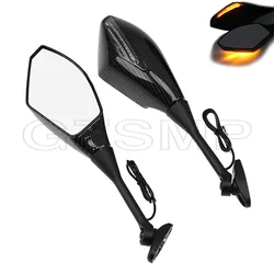 Fit for Honda CBR600 900 1000RR CBR300R CBR500R CBR250R Motorcycle Carbon Fiber Pattern LED Turn Signals Rearview Sport Mirrors