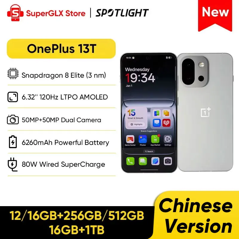 

Смартфон OnePlus 13T разблокированный 5G Snapdragon 8 Elite 6,32 дюйма 120 Гц LTPO AMOLED-дисплей 50 МП 6260 мАч Аккумулятор 80 Вт SuperCharge