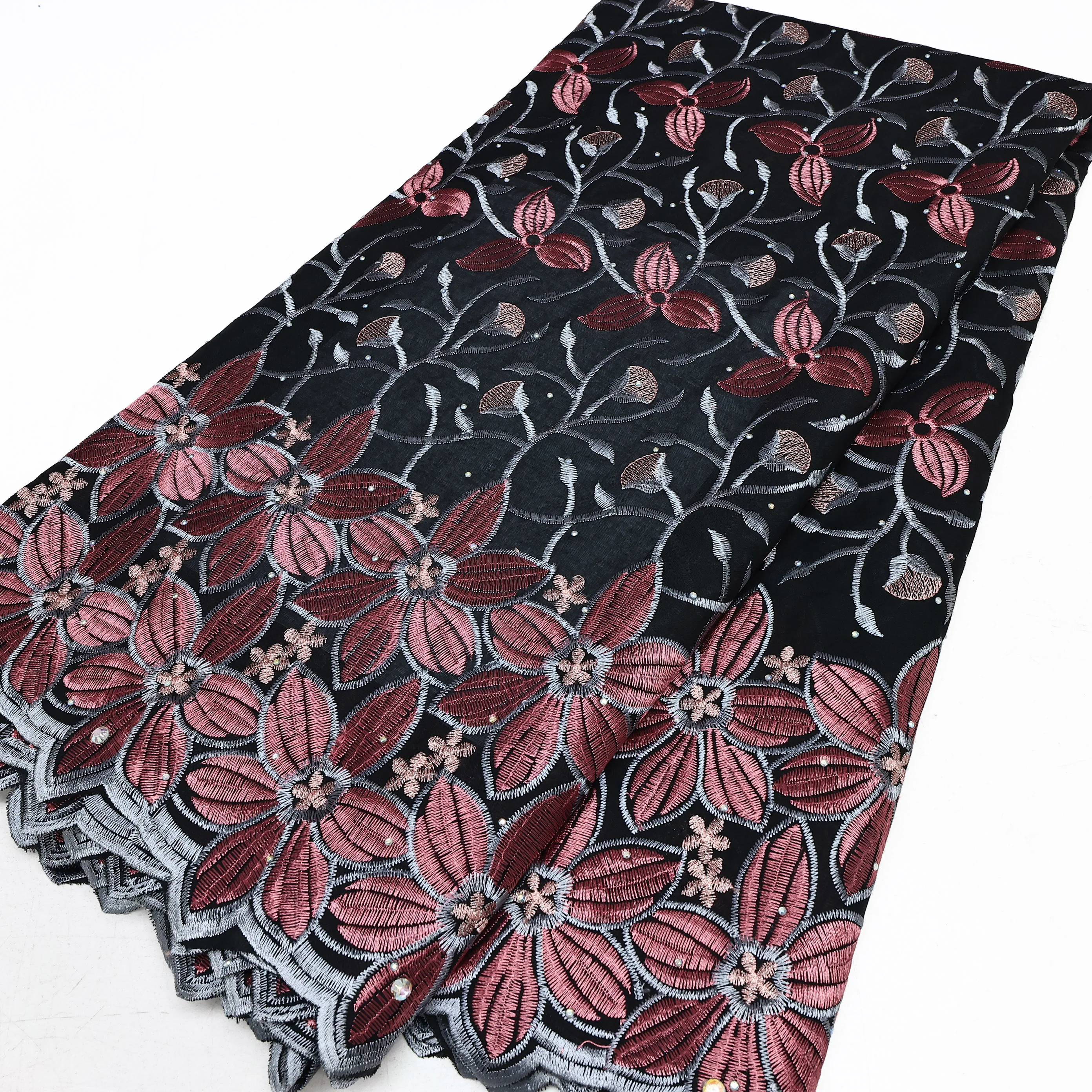 PGC African Lace Fabric 2024 High Quality Lace Nigerian Swiss 100% Cotton Lace Embroidery Fabric For Women Party Dress LY3434