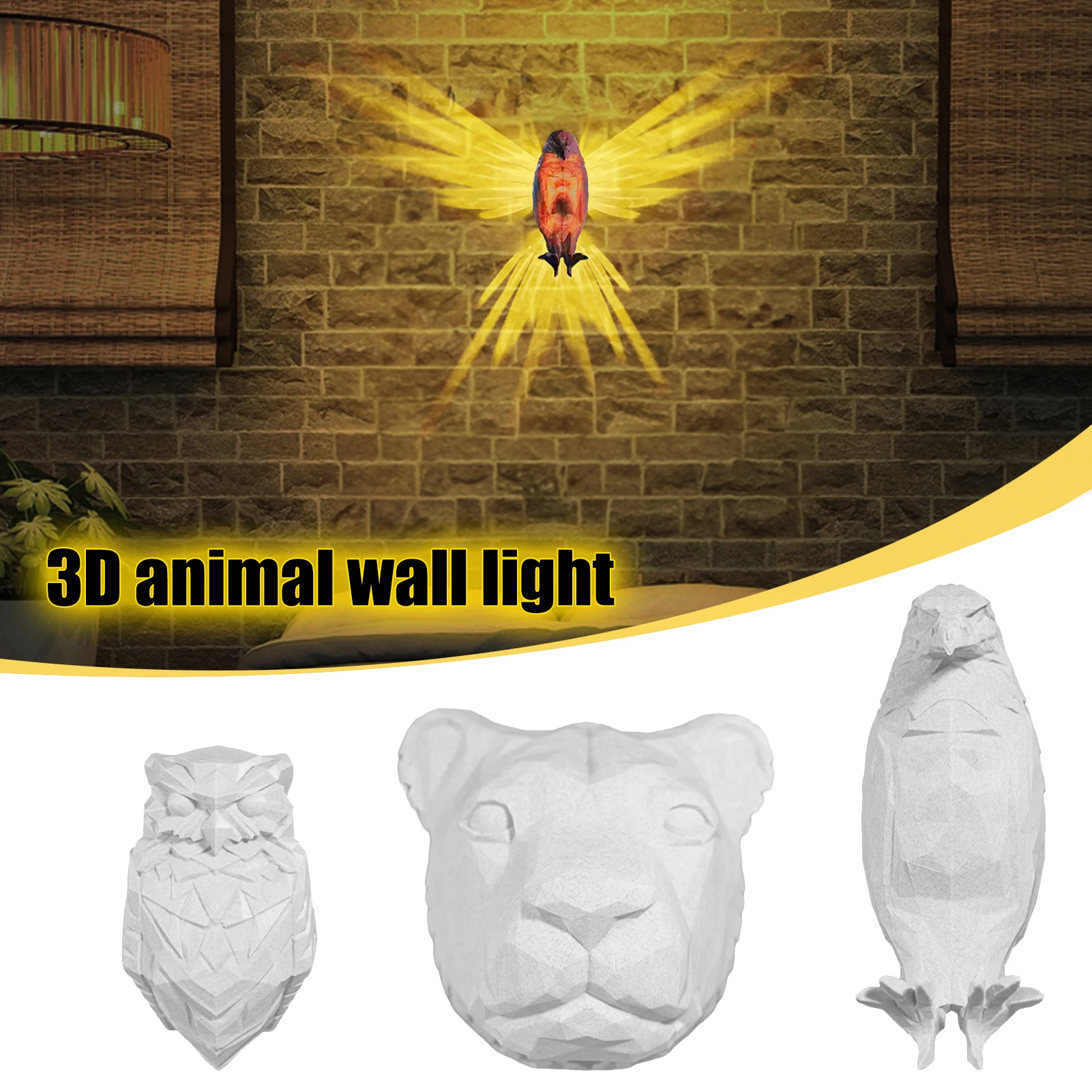 

3D Animal Wall Light LED Wall Lamp Parlor Bar Bedside Novelty Night Light Creative Animal Shadow Home Decor Bedroom Lighting