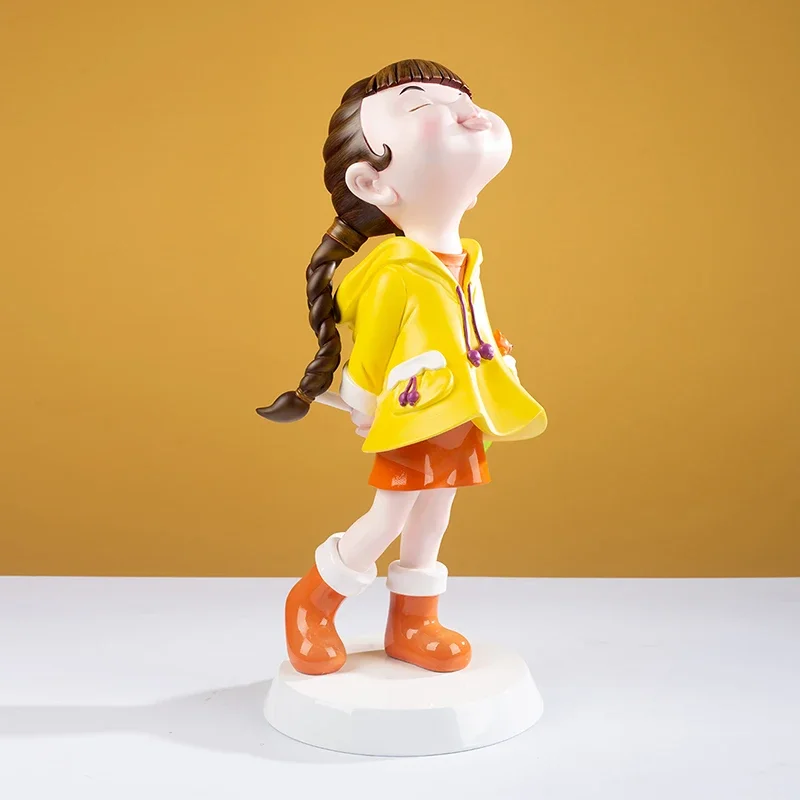 Modern Home Decor Cartoon Girl Figure Statue Sculpture Live Room Decor Large Resin Statue Creative Gift Decoration Art Figurin