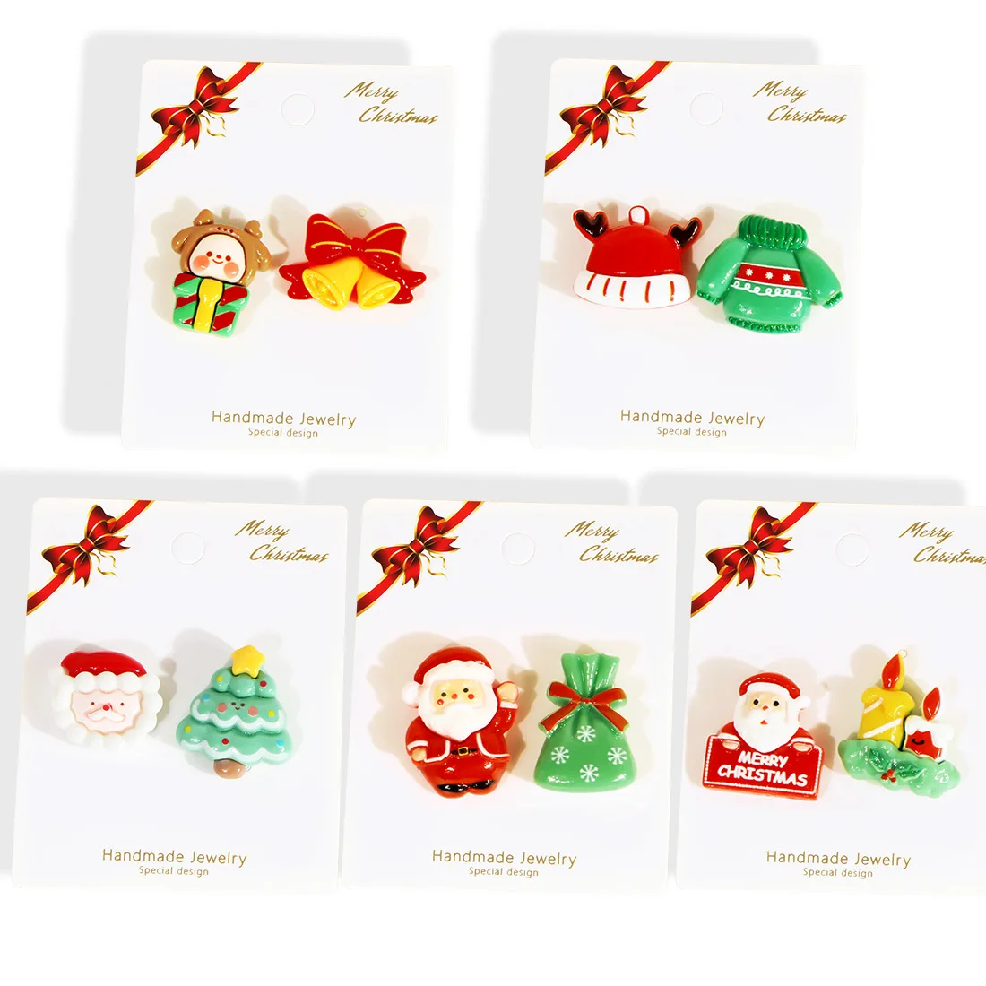 DIY accessories European and American cross-border cartoon cute baby Santa Claus cartoon Christmas tree stud earrings female F23