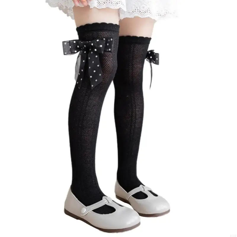 

Girls Cotton Knee Length Socks Lovely Lace Ruffle Bowknot Design Baby Stockings