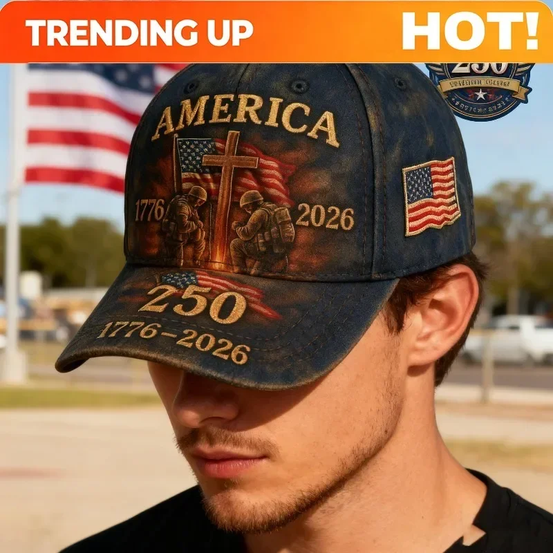 Custom 250th U.S. Army Memorial Cap (1776-2026) - Emblem & 50-Star Flag Design, Comfort Fit For Parades, Ceremonies & Army Herit