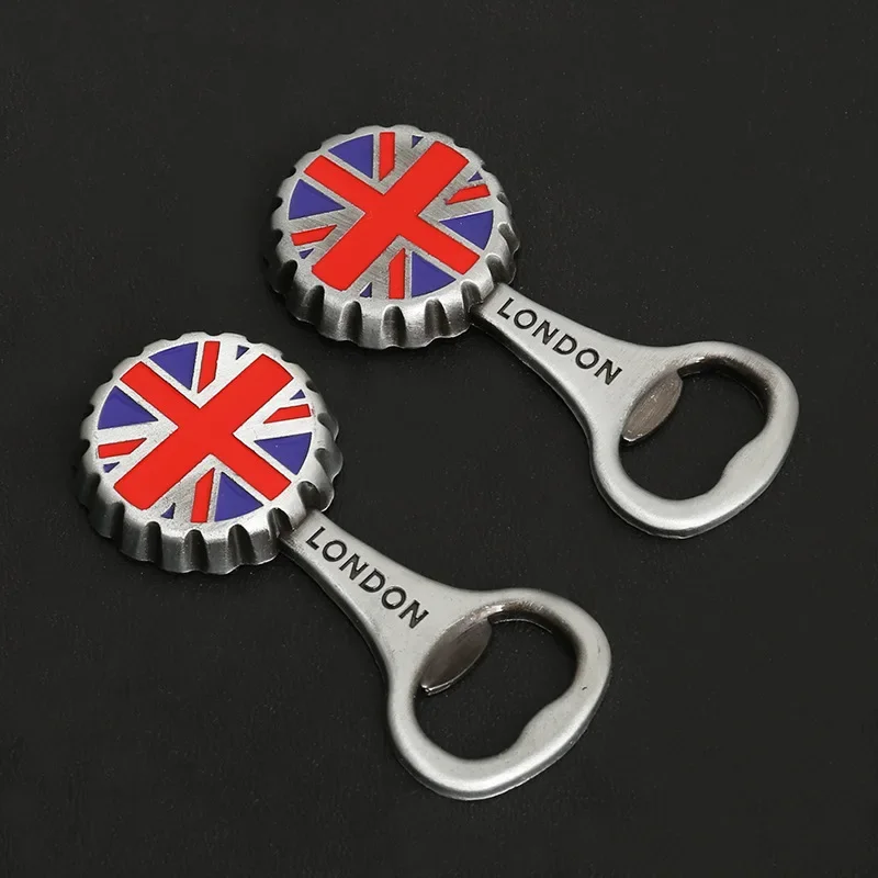 Funny Bottle Opener Magnet for Refrigerator European Cup British Flag Bottle Cap Shape Beer Openers Ornaments Home Decoration