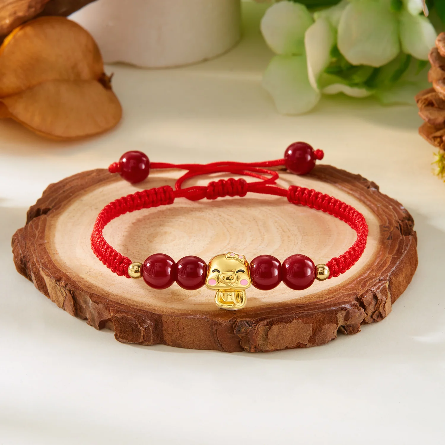 Chinese Style Lucky Red Rope Cinnabar Beads Zodiac Snake Bracelet for Women Pendant Bracelets Blessing New Year Jewelry Gift