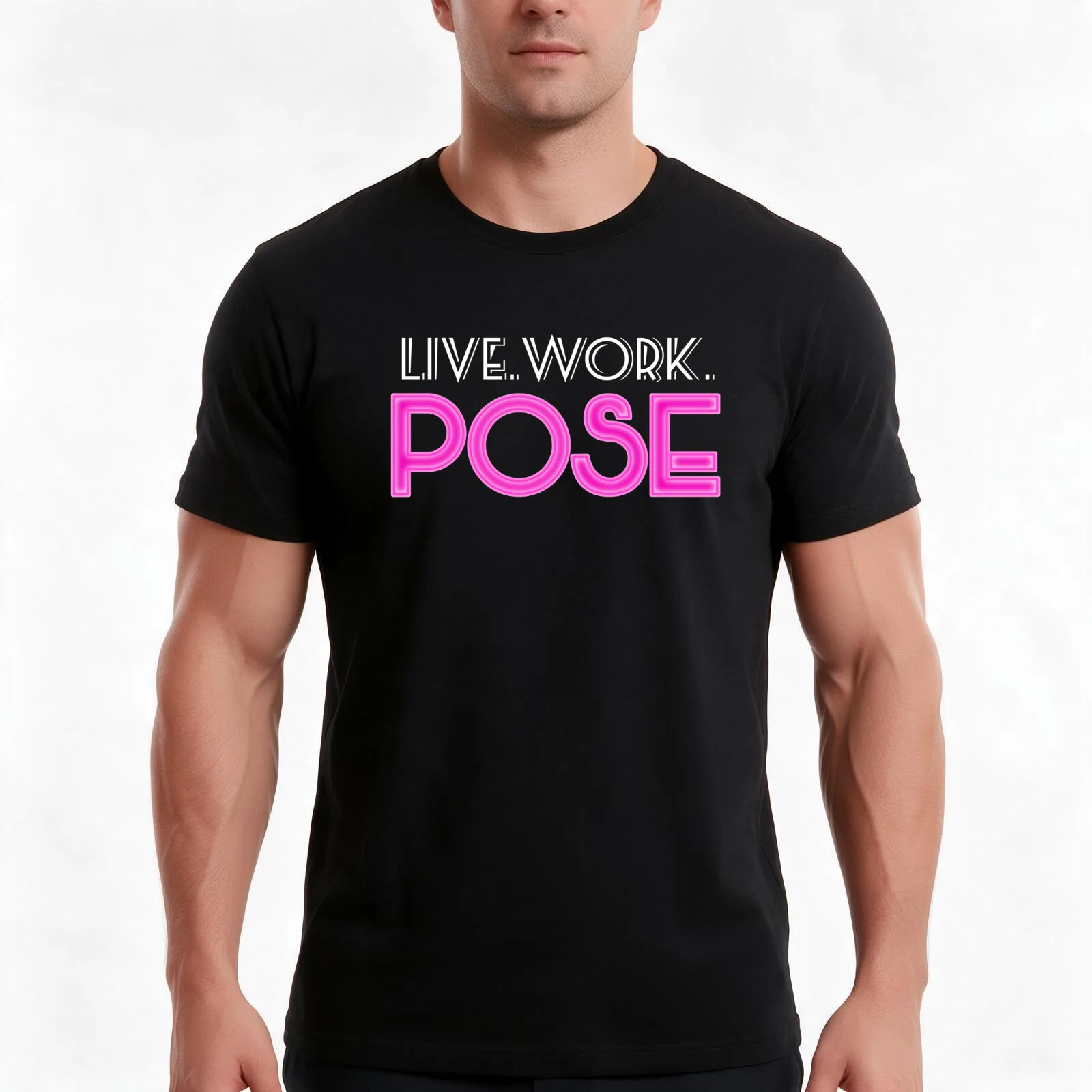 Live. Work. Pose. T-Shirt Summer Casual Cotton Tee Oversized Streetwear Tops Vintage Graphic Print Loose Fit Short Sleeve